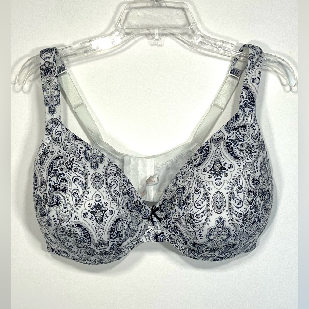 Cacique Black and White Paisley Bra